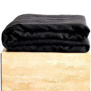 Bed Threads Charcoal 100% French Flax Linen Throw - Queen